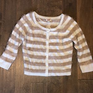 NWT Arizona Jean Company sweater cropped cream shimmer stripe Large